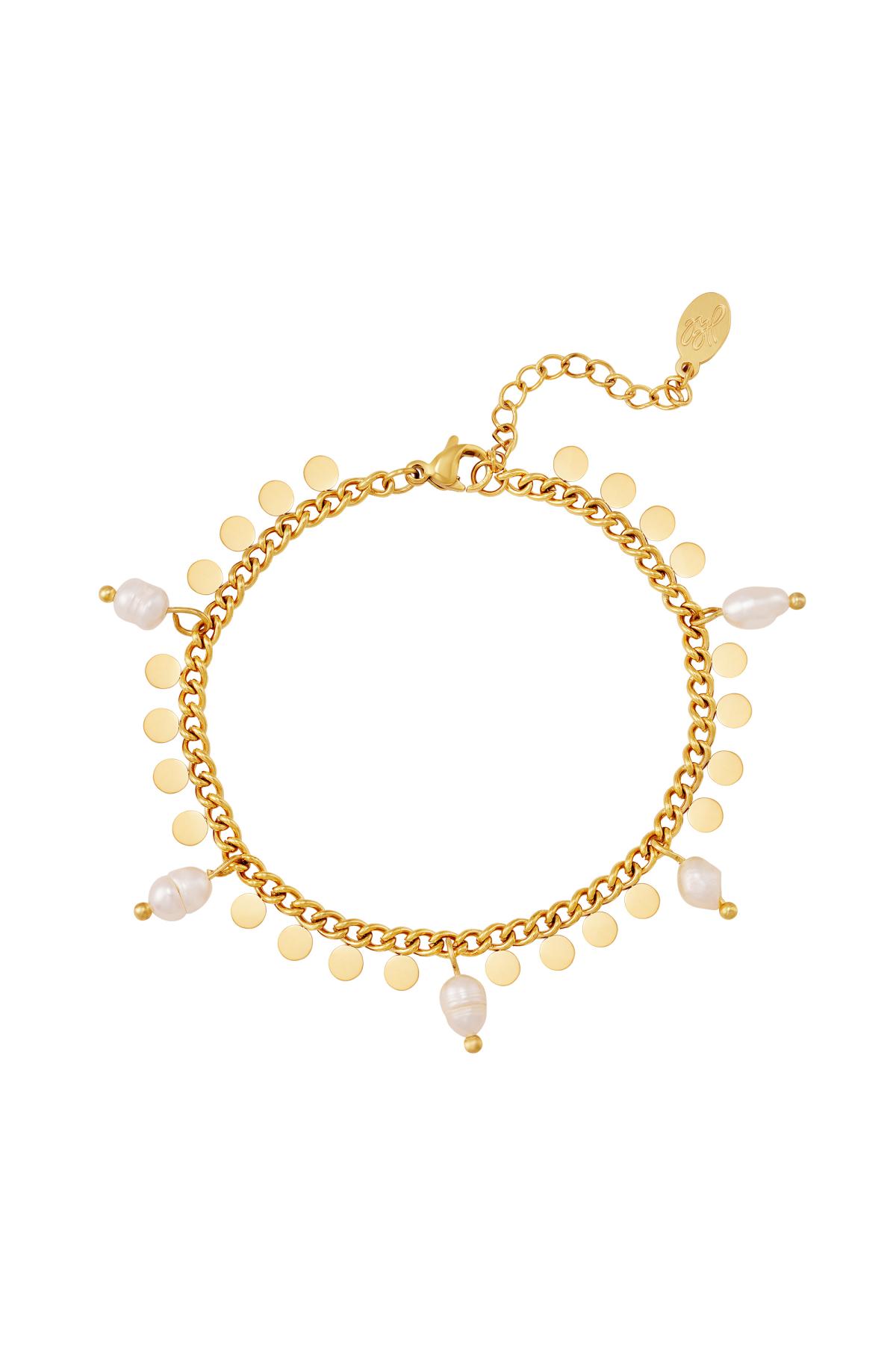Bracelet with pearls and circles Gold Color Stainless Steel