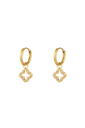 Earrings clover with zircon stones Gold Color Stainless Steel h5 