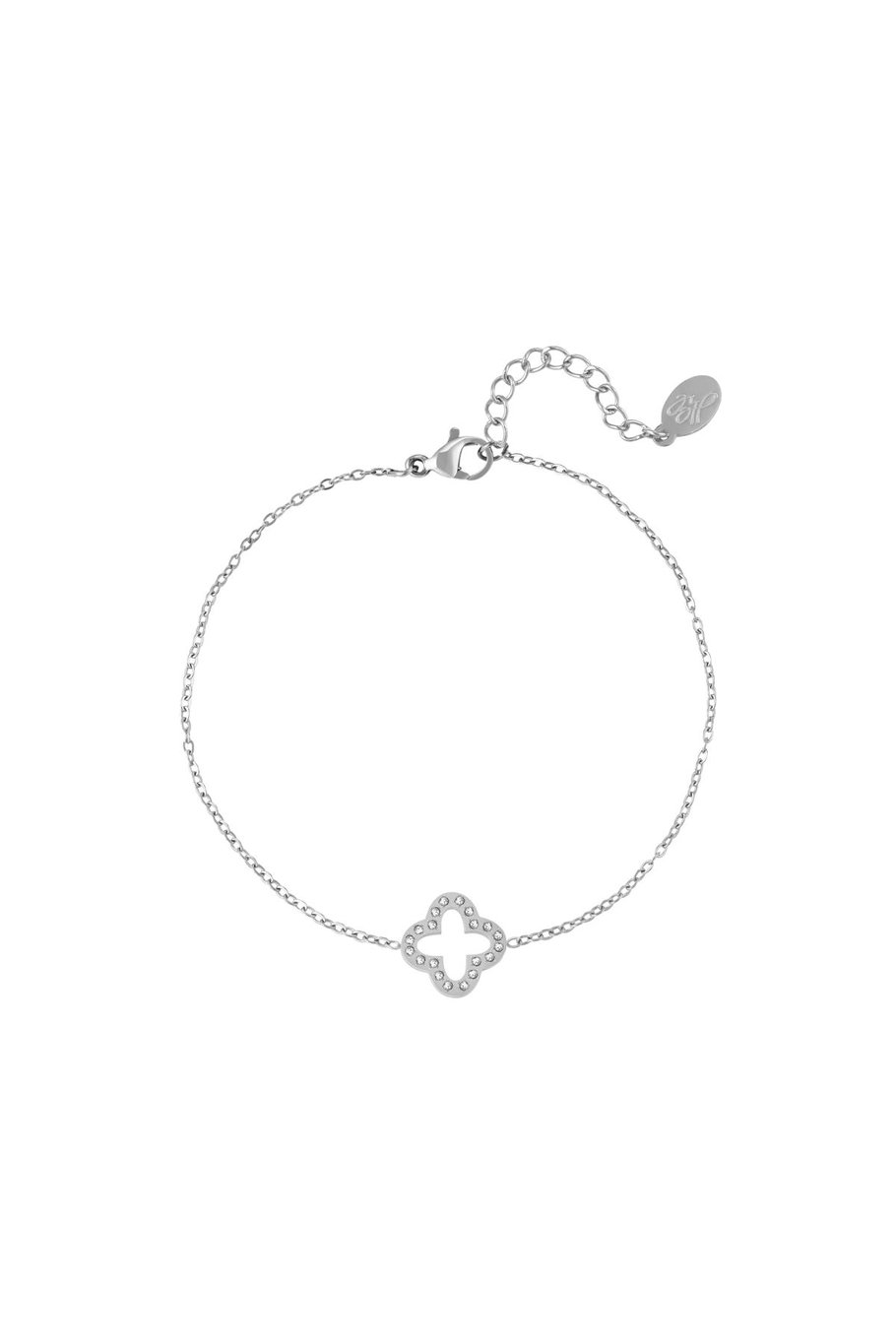 Armband Kleeblatt mit Zirkonsteinen Goldfarbe Edelstahl