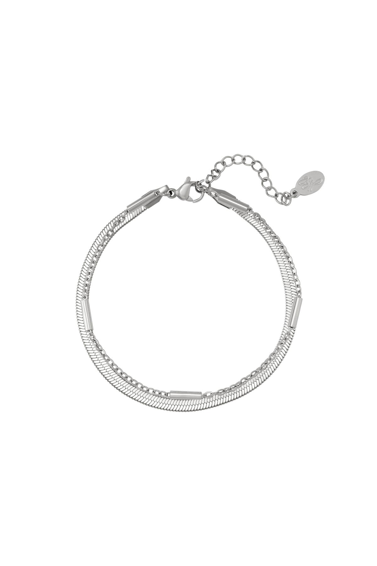 Stainless steel bracelet double chained Silver color