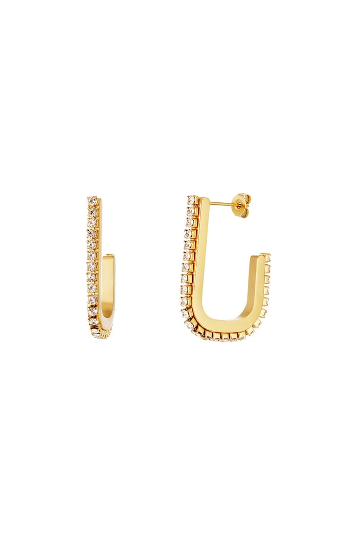 Earrings with zirconstones Gold Color Stainless Steel 