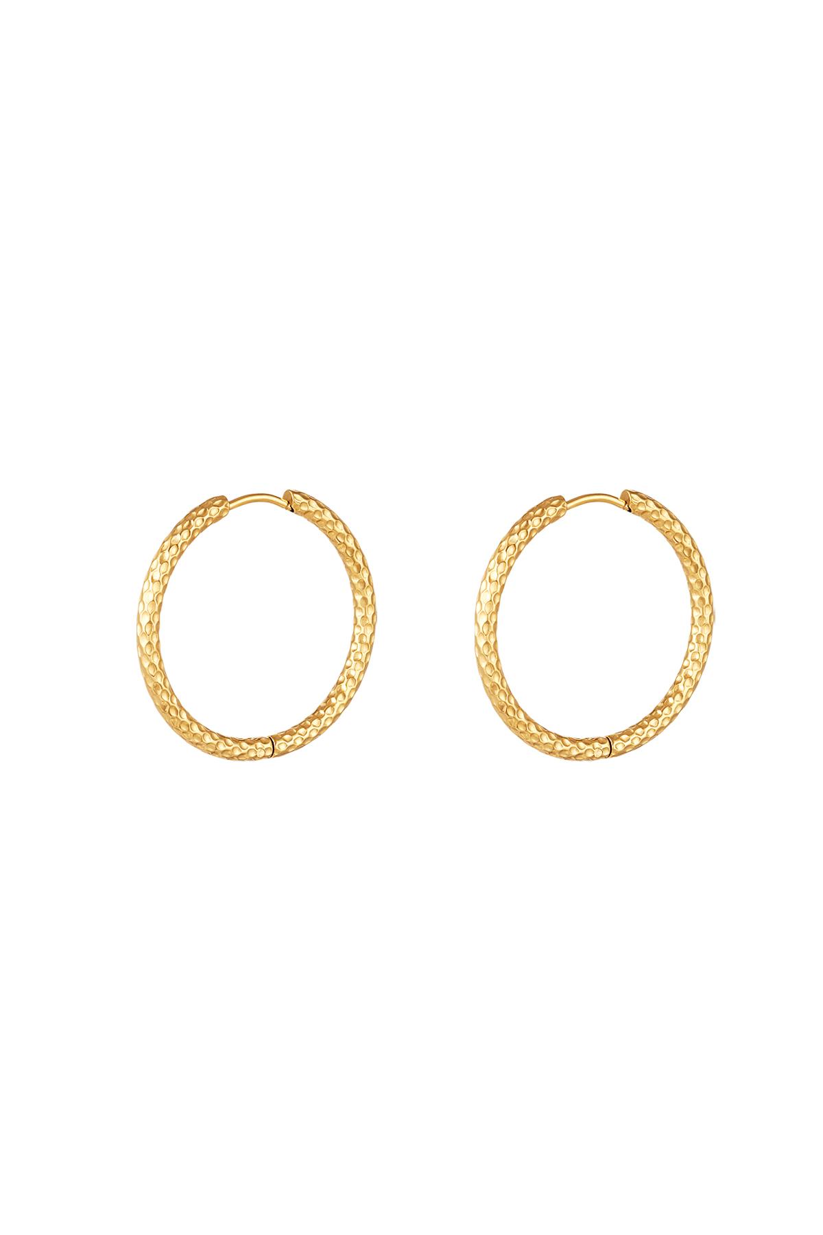 Earrings with pattern medium Gold Color Stainless Steel