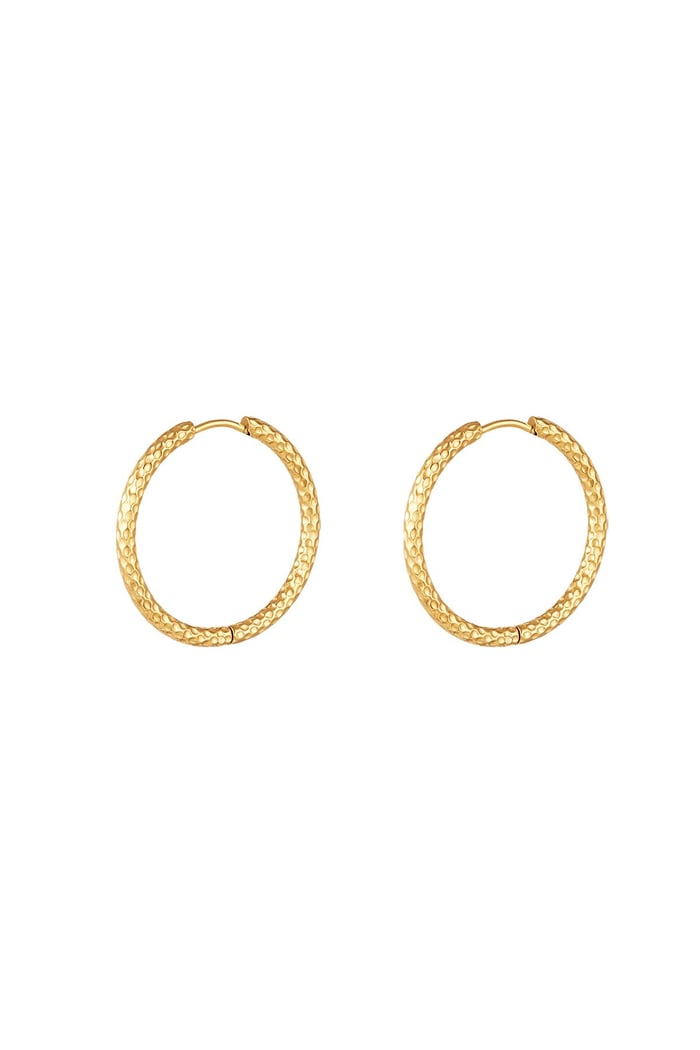 Earrings with pattern medium Gold Color Stainless Steel 