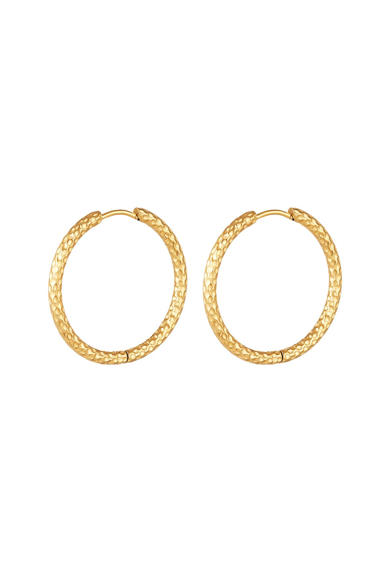 Earrings with pattern large Gold Color Stainless Steel