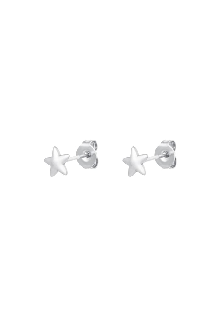 Stud Earrings Star Silver Color Stainless Steel 