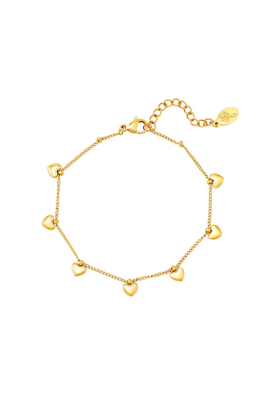 Bracelet with heart charms Gold Stainless Steel 