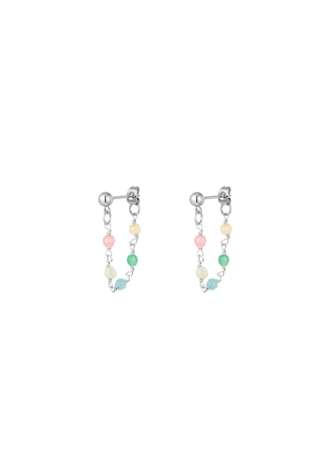 Colourful chain earrings - #summergirls collection Silver Color Copper 2