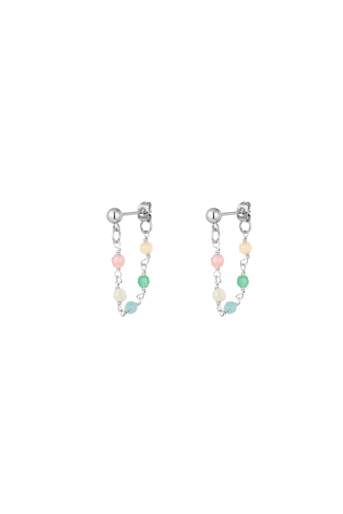 Colourful chain earrings - #summergirls collection Silver Color Copper 