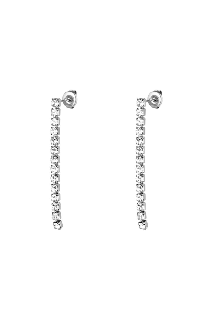 Chandelier earrings with rhinestones Silver Color Stainless Steel 