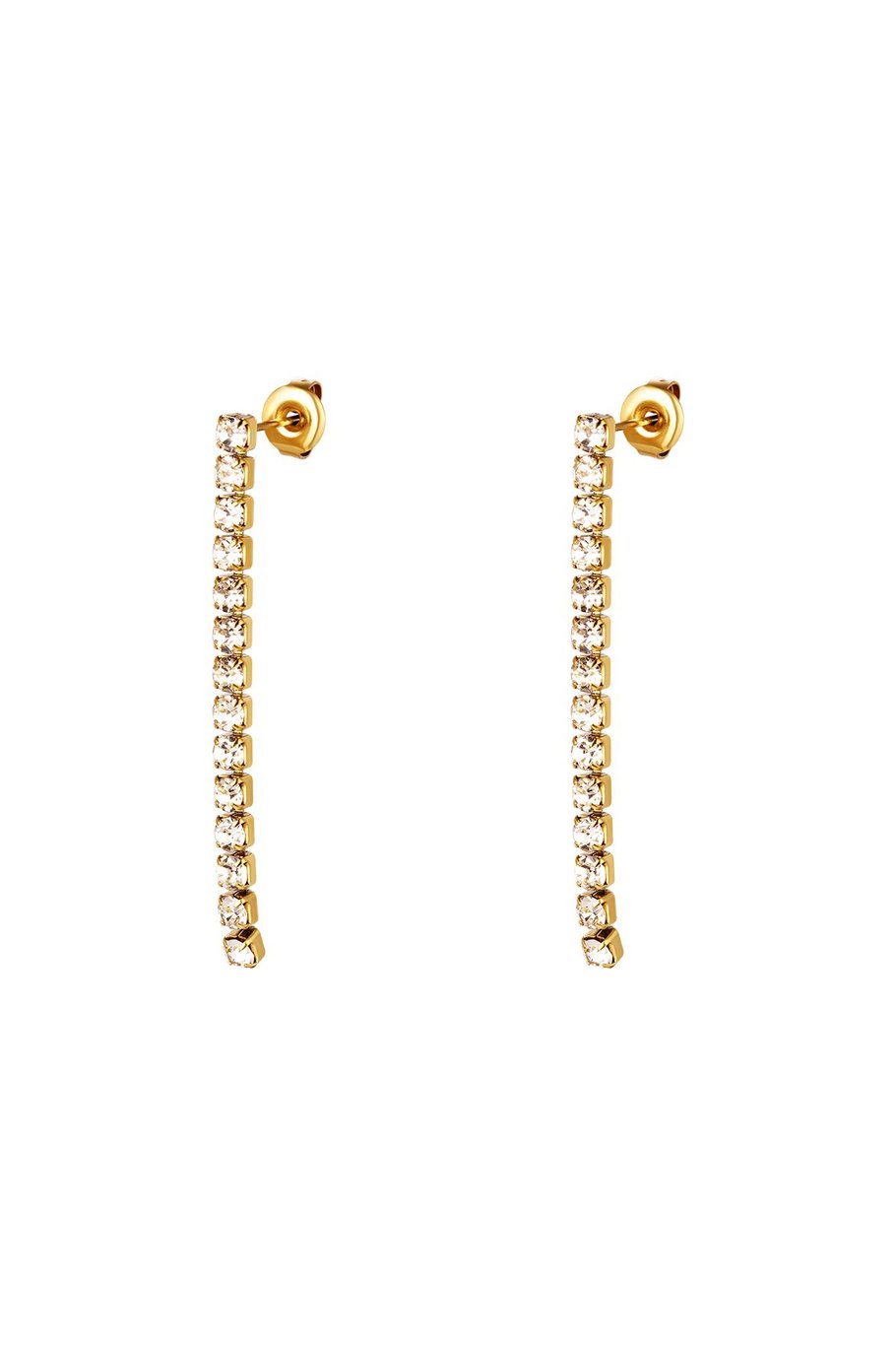 Chandelier earrings with rhinestones White Gold Color Stainless Steel
