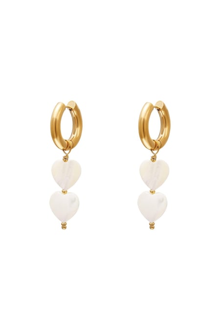 Pearl hearts earrings - #summergirls collection White Gold Color Sea Shells 2