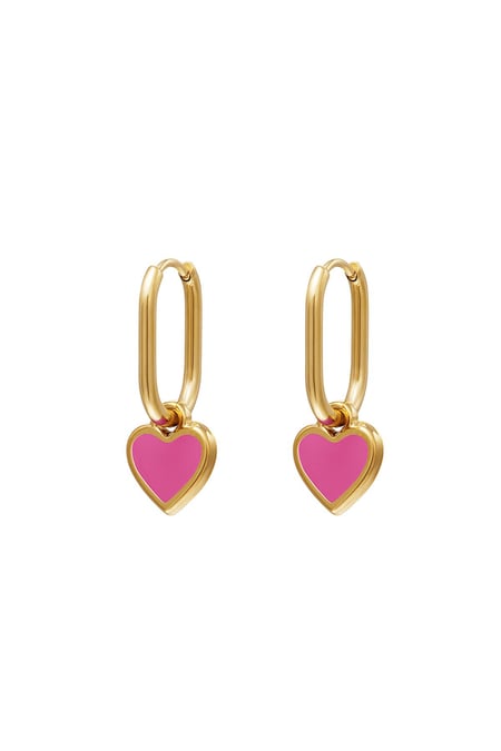 Coloured heart earrings Rose Stainless Steel