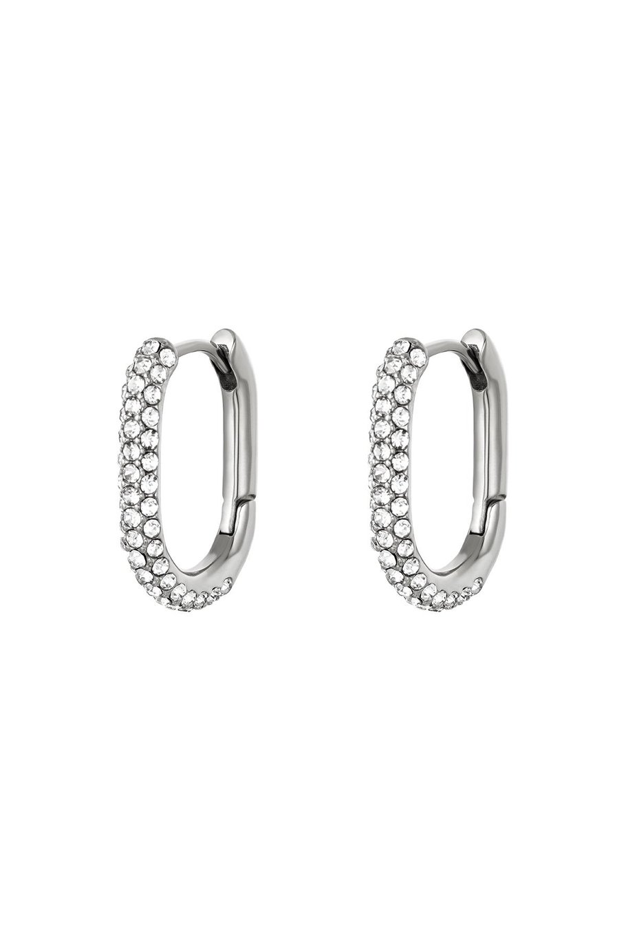 Earrings zircon Silver Color Stainless Steel 