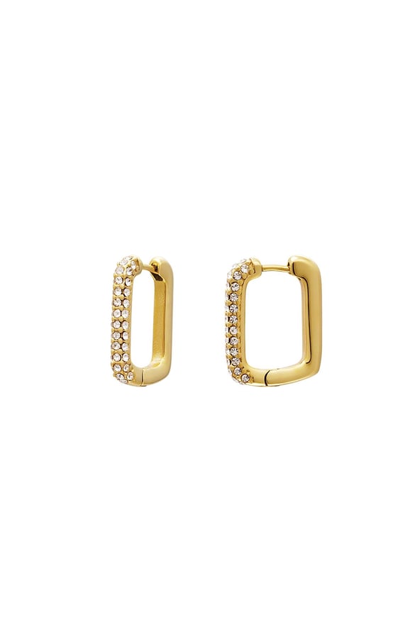 Boucles d'oreilles carrées pierres zircon Acier inoxydable 2