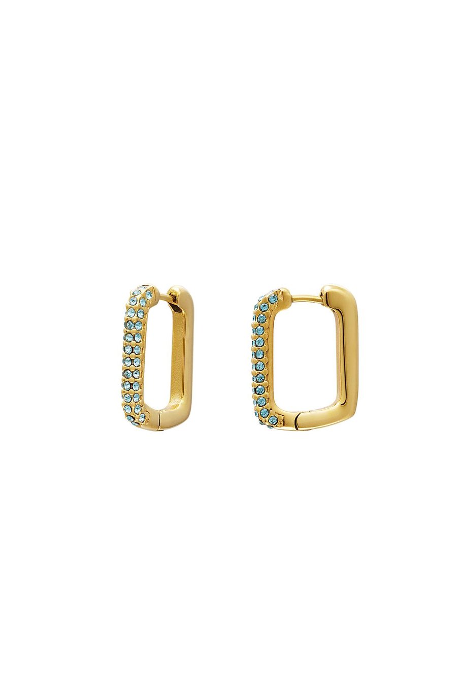Kare küpe zirkon taşlar Gold Stainless Steel 