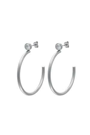 Big hoops with zircon Silver Color Stainless Steel h5 