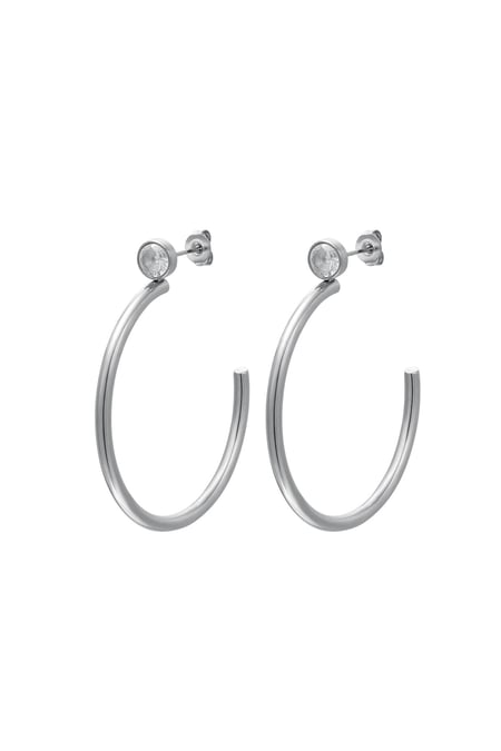 Big hoops with zircon Silver Color Stainless Steel 2