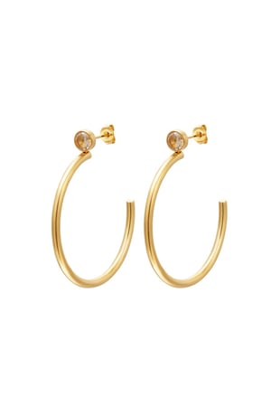 Big hoops with zircon Gold Color Stainless Steel h5 