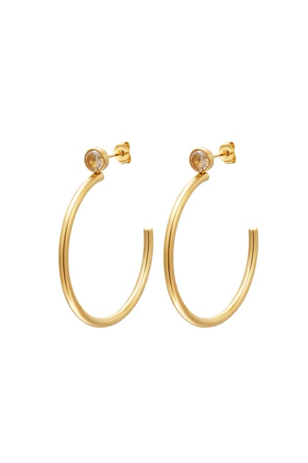 Big hoops with zircon Gold Color Stainless Steel 2