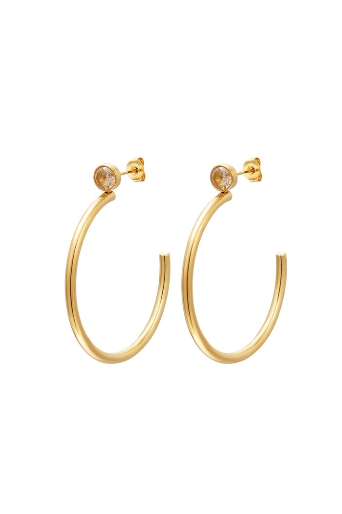 Big hoops with zircon Gold Color Stainless Steel 