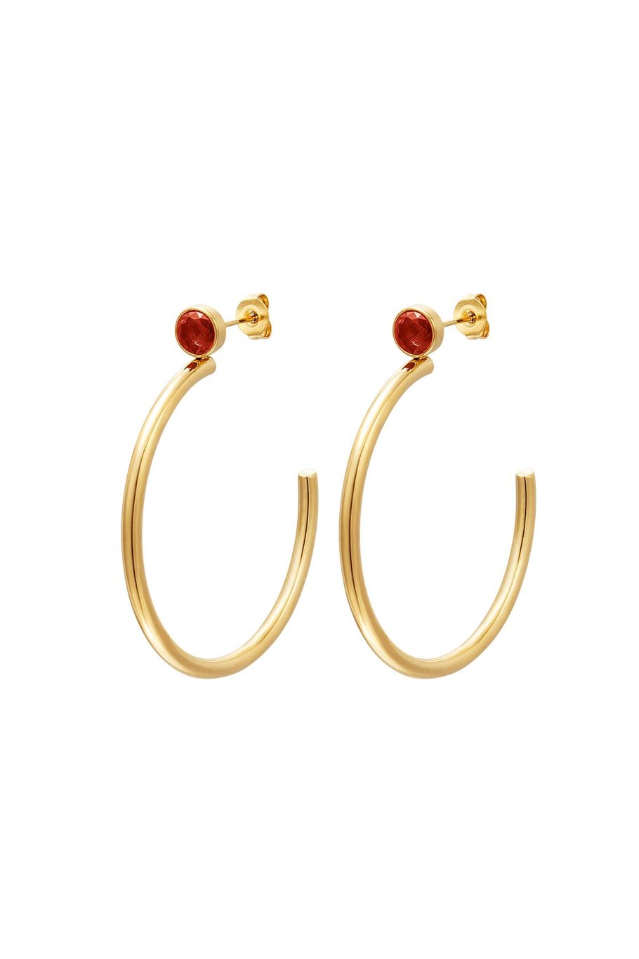 Big hoops with zircon Gold Color Stainless Steel 