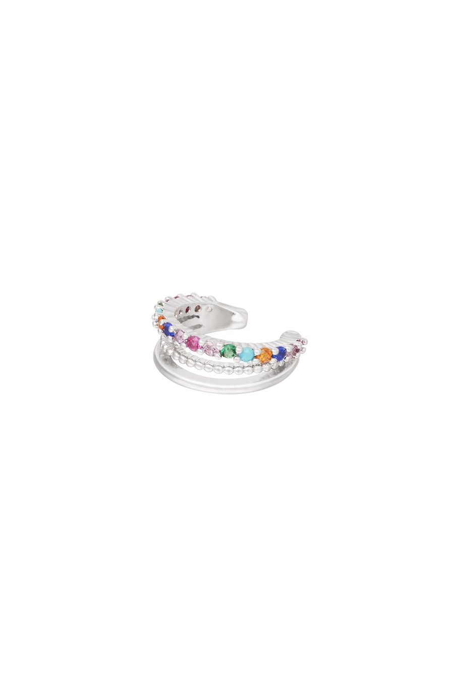 Ear Cuff mit bunten Zirkonsteinen Silber Kupfer 