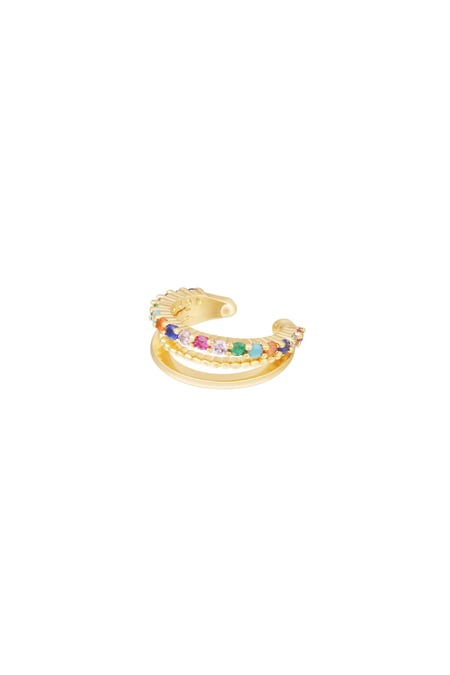 Ear cuff with colorful zircon stones Gold color Copper 2