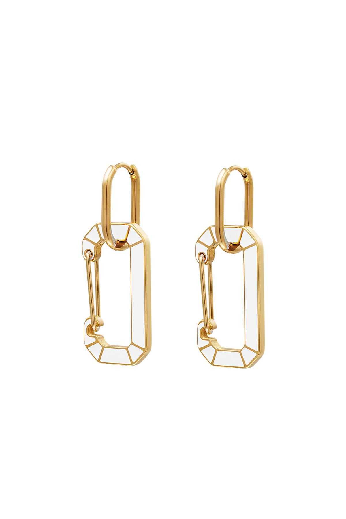 stainless steel earrings with link charm pink &