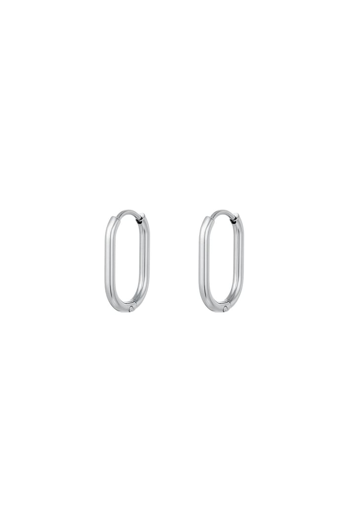 Oval hoops Silver Color Stainless Steel 