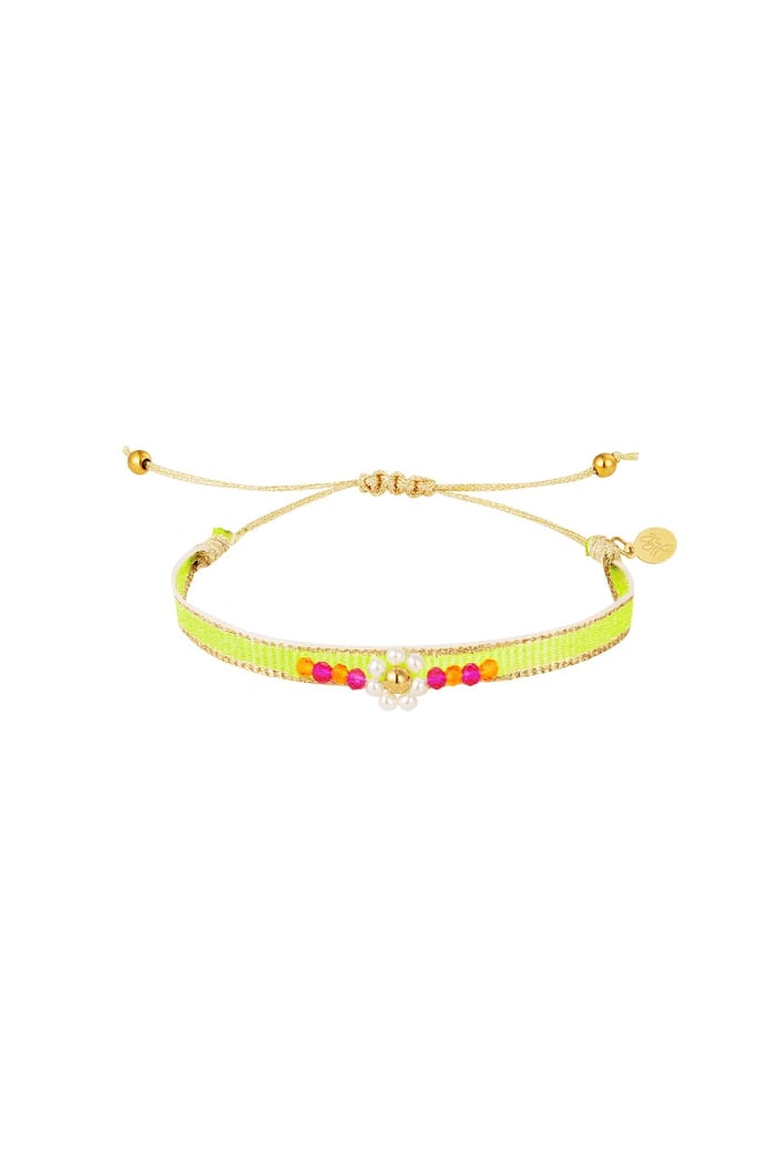 Fabric bracelet flower Yellow Polyester 