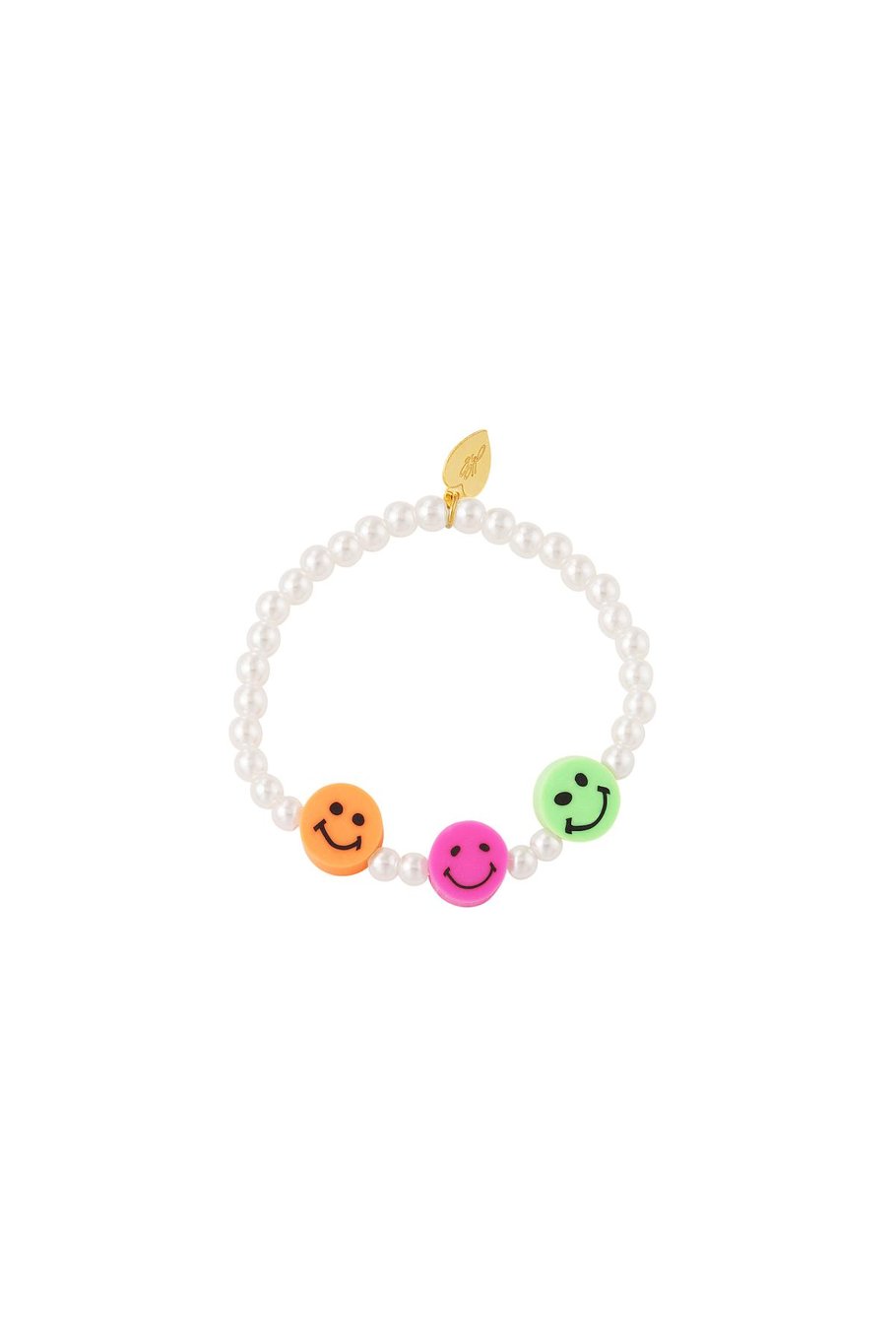 Moeder-dochter collectie parel smiley armband - Kids Multi Parels 