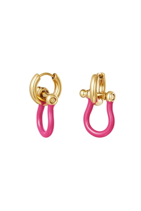 Earrings colourful shackle Fuchsia Stainless Steel 2