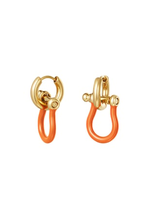 Earrings colourful shackle Orange & Gold Color Stainless Steel h5 