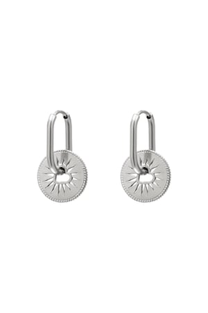 Stainless steel earrings with heart coin Silver color h5 