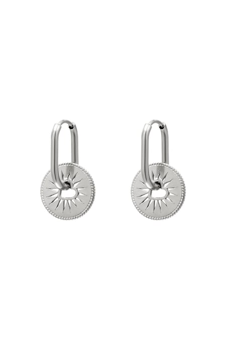 Stainless steel earrings with heart coin Silver color 2