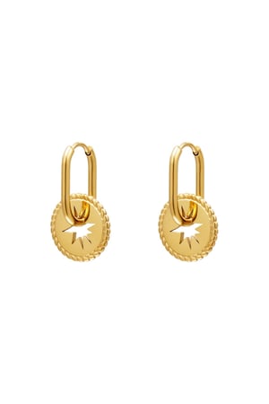 Stainless steel earrings with star coin Gold color h5 