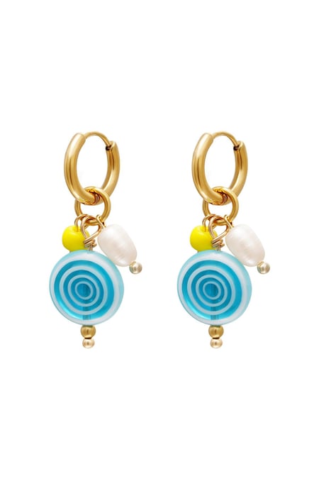 Dangling spiral earrings Blue & Gold Color Stainless Steel