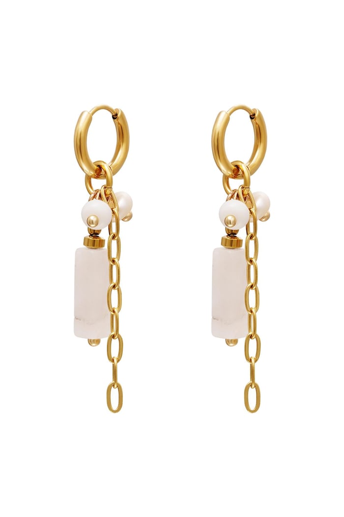 Coloured chain earrings White Gold Color Stainless Steel 