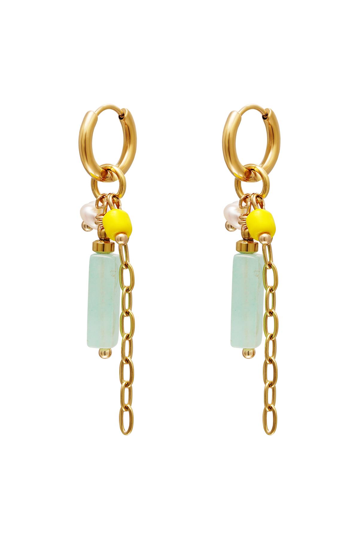 Coloured chain earrings White Gold Color Stainless Steel