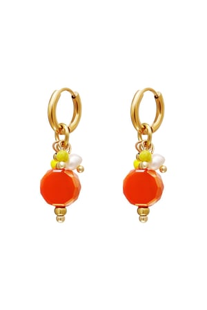 Dangling circle earrings Orange & Gold Color Stainless Steel h5 