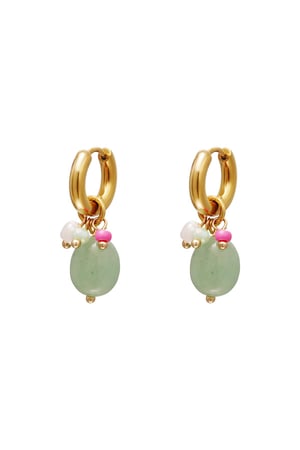 Dangling earrings Green & Gold Color Stainless Steel h5 