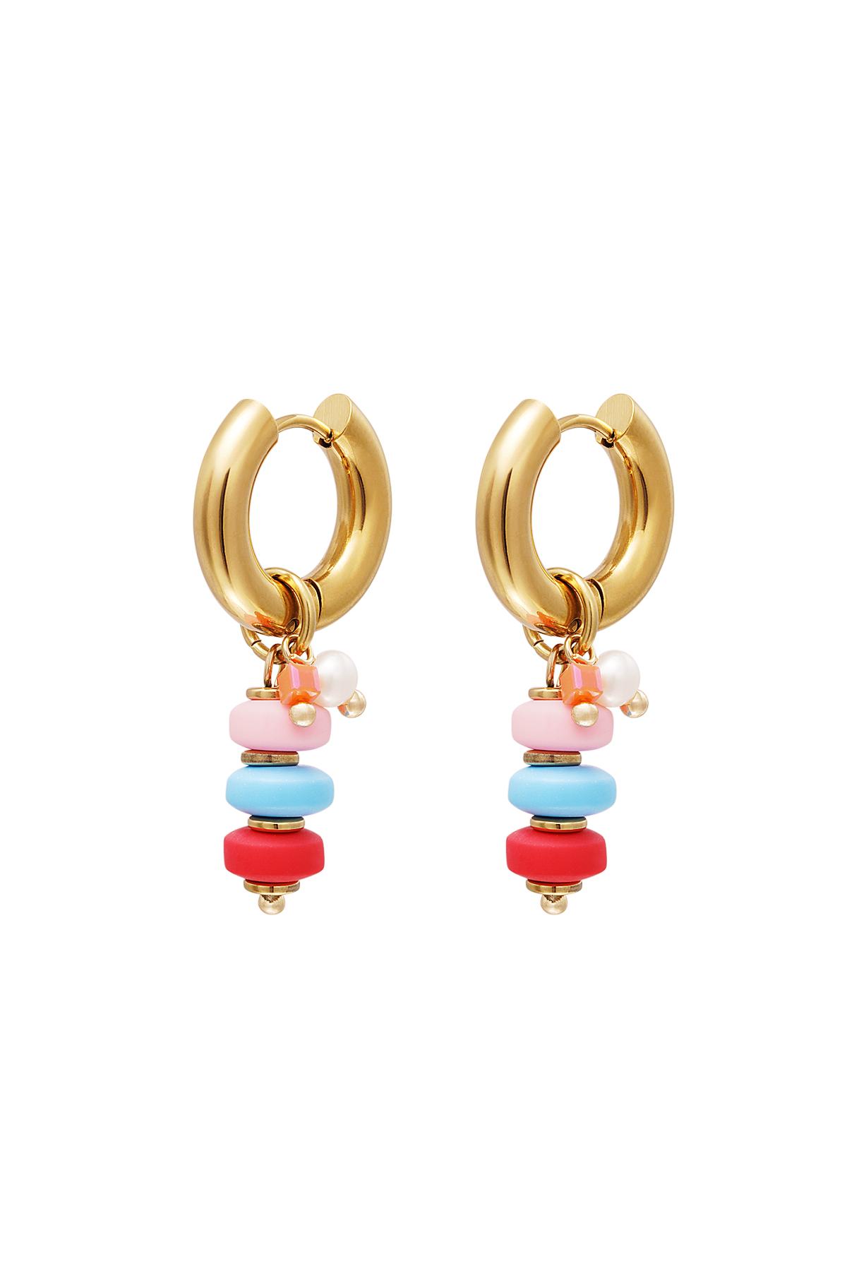 Colourful beads earrings Gold Color Stainless Steel 