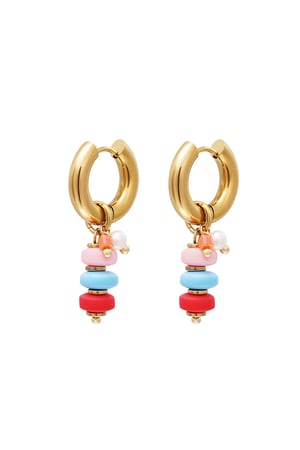 Colourful beads earrings Gold Color Stainless Steel h5 