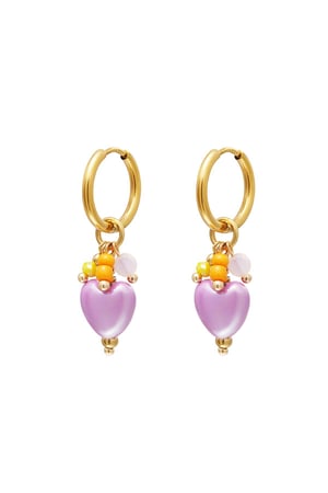 Dangling heart earrings Purple Stainless Steel h5 