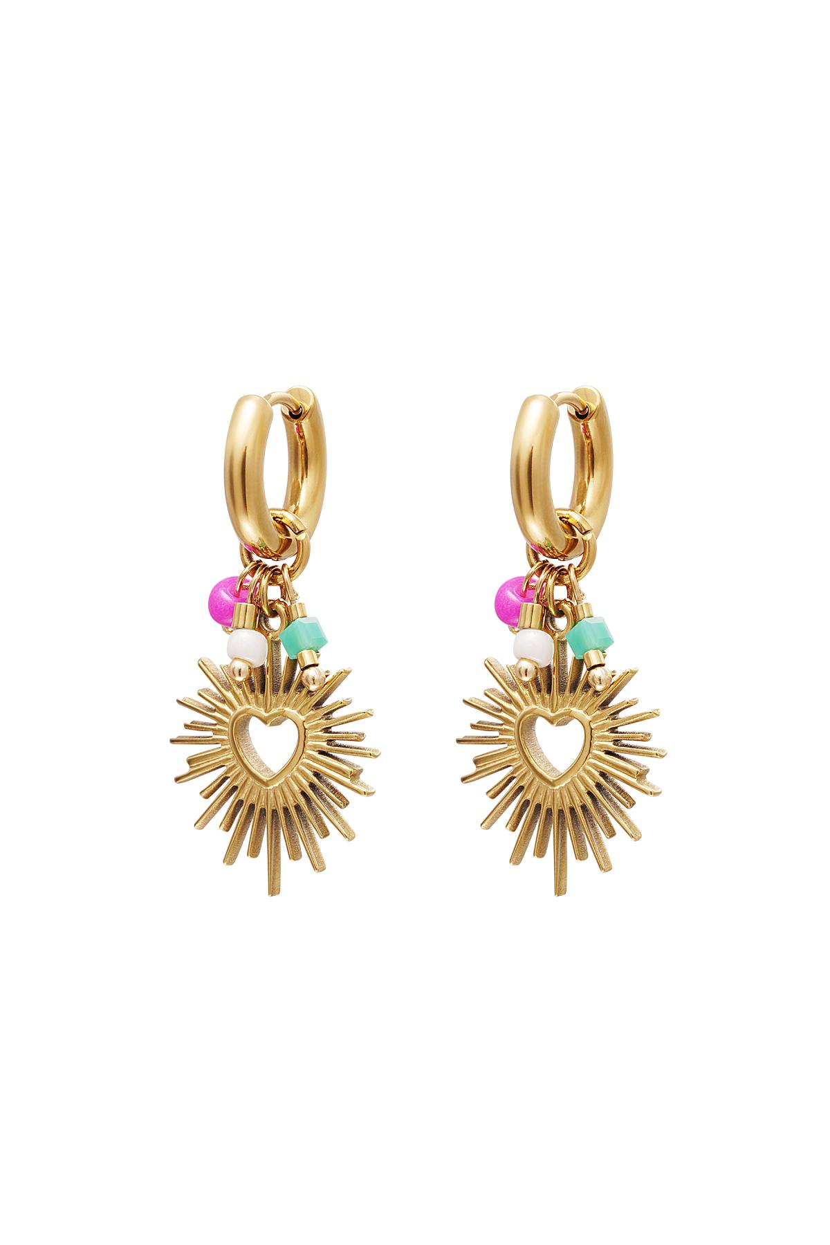 Dangling heart earrings Gold Color Stainless Steel 