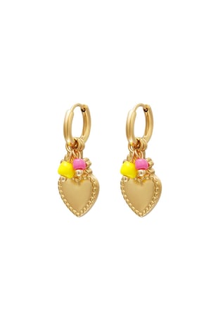 Dangling heart earrings Gold Color Stainless Steel h5 