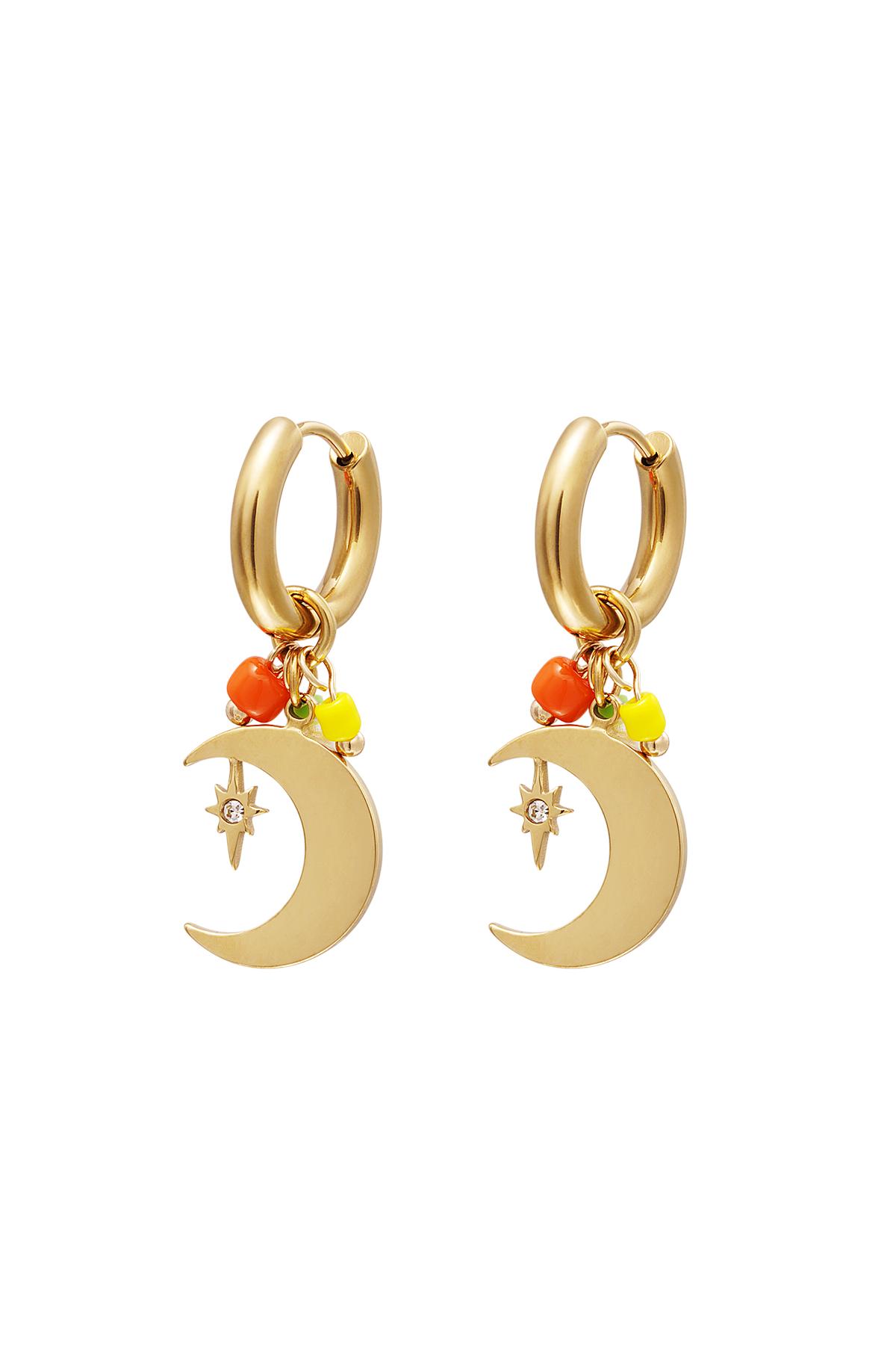 Dangling moon earrings Gold Color Stainless Steel 
