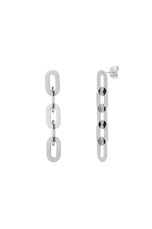 Stainless steel earrings linked chain Silver color h5 