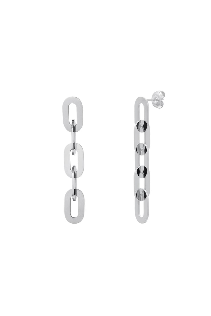 Stainless steel earrings linked chain Silver color 