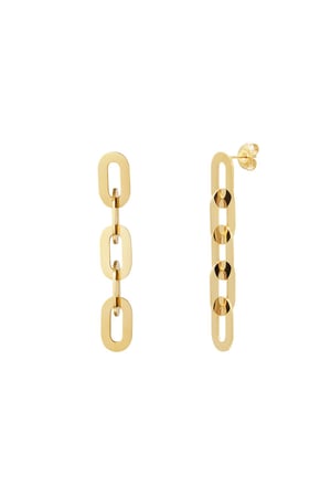 Stainless steel earrings linked chain Gold color h5 